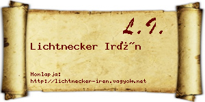 Lichtnecker Irén névjegykártya